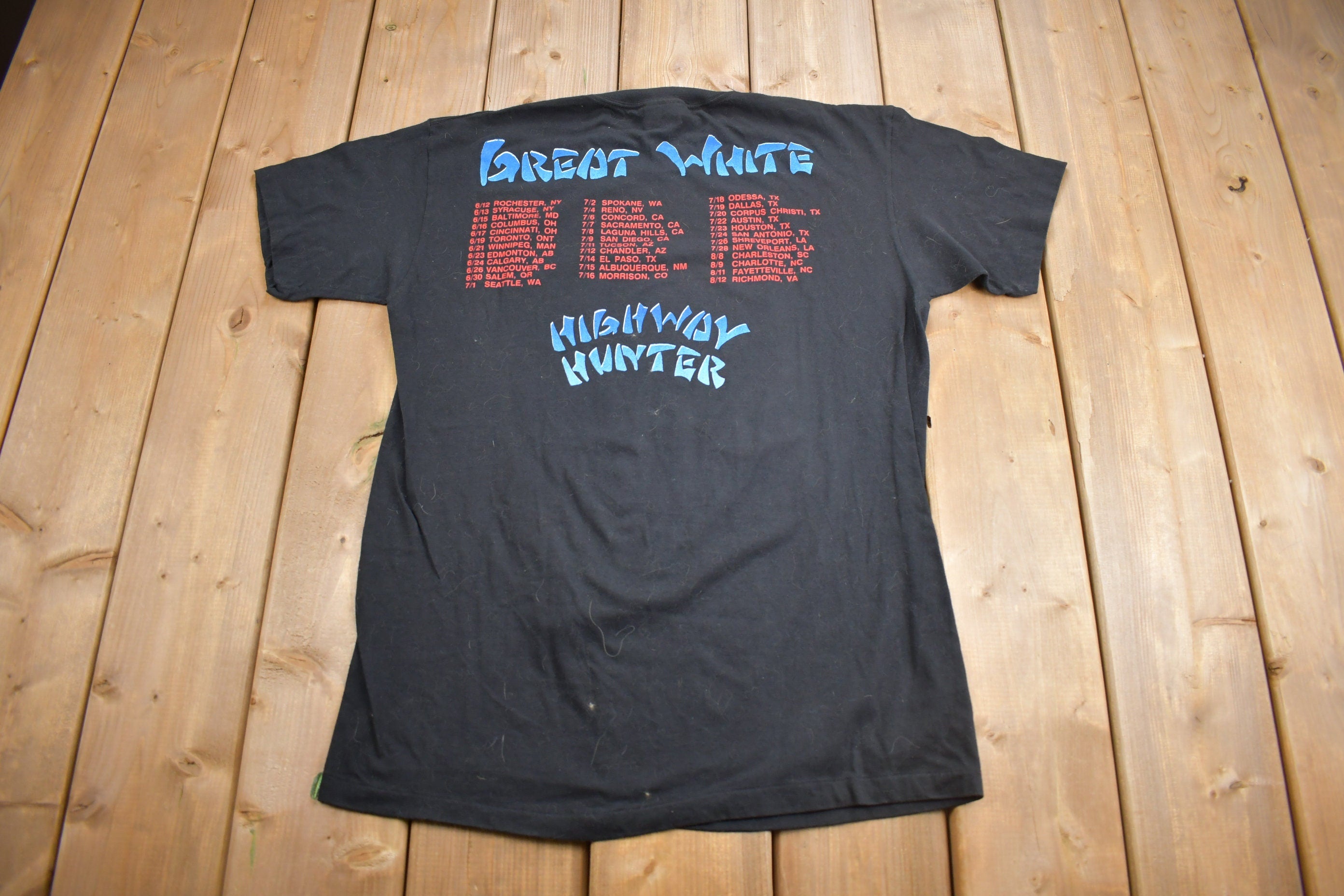 Vintage 1989 Great White Mist Bone Tour Band T-shirt
