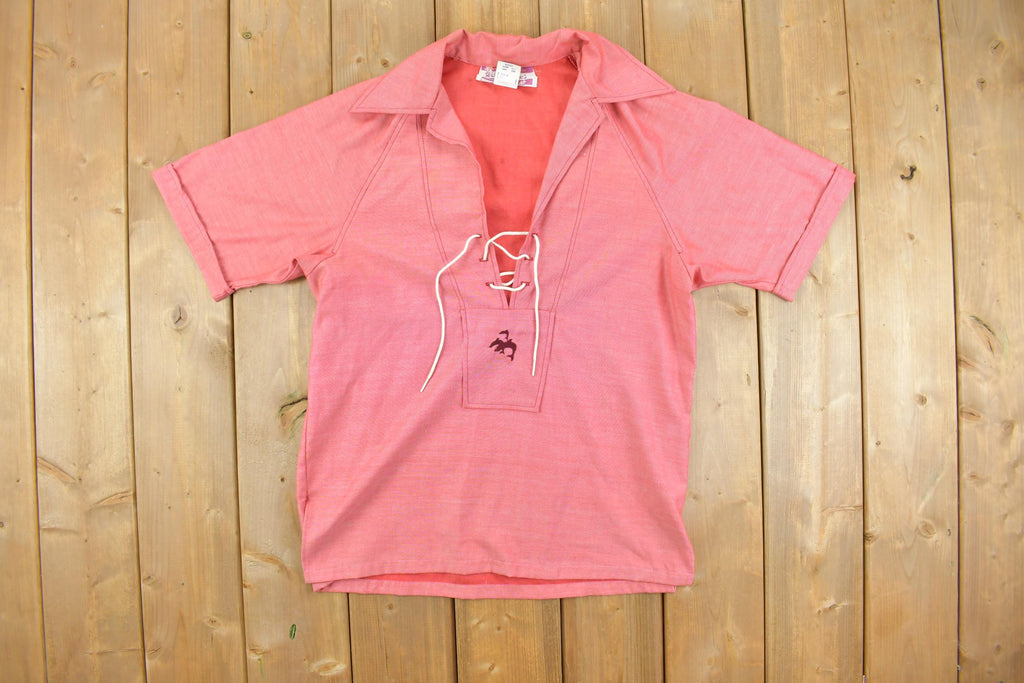 Vintage 1980s Hawaiian Shops Lace Up Collard Shirt