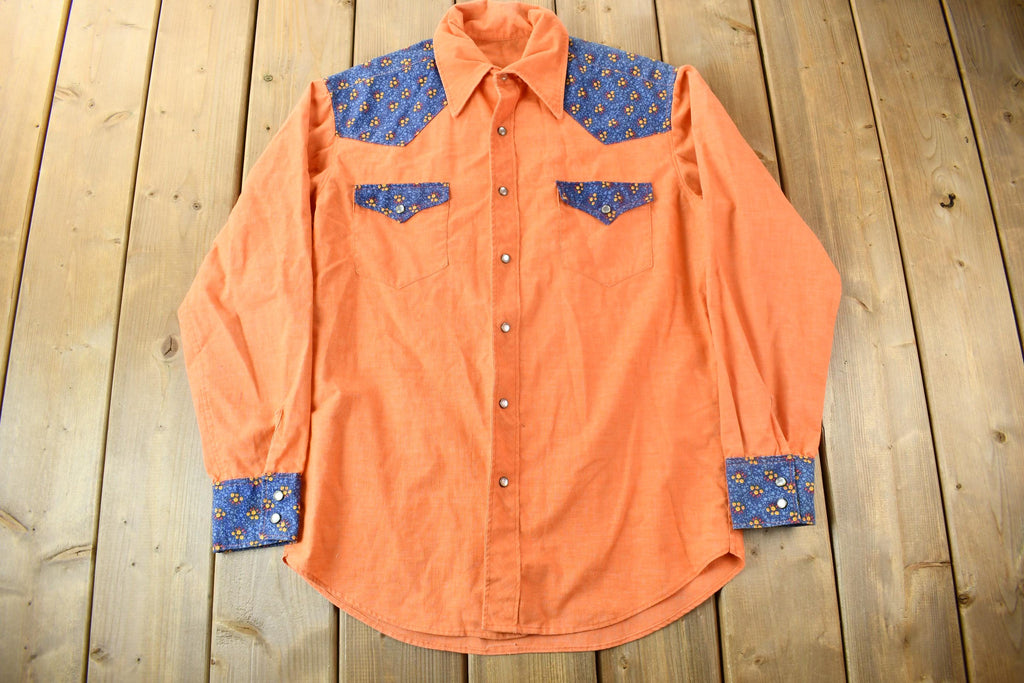 Vintage 1980s Western Style Embroidered Snap Button Up Shirt