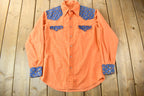 Vintage 1980s Western Style Embroidered Snap Button Up Shirt