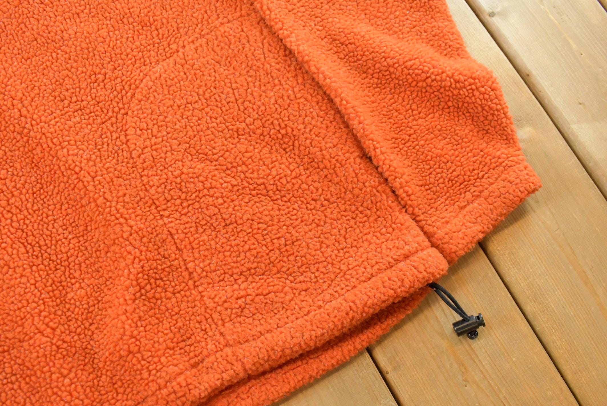 Vintage 1990s American Eagle Quarter Zip Orange Deep Pile Fleece Sweater Mens L /