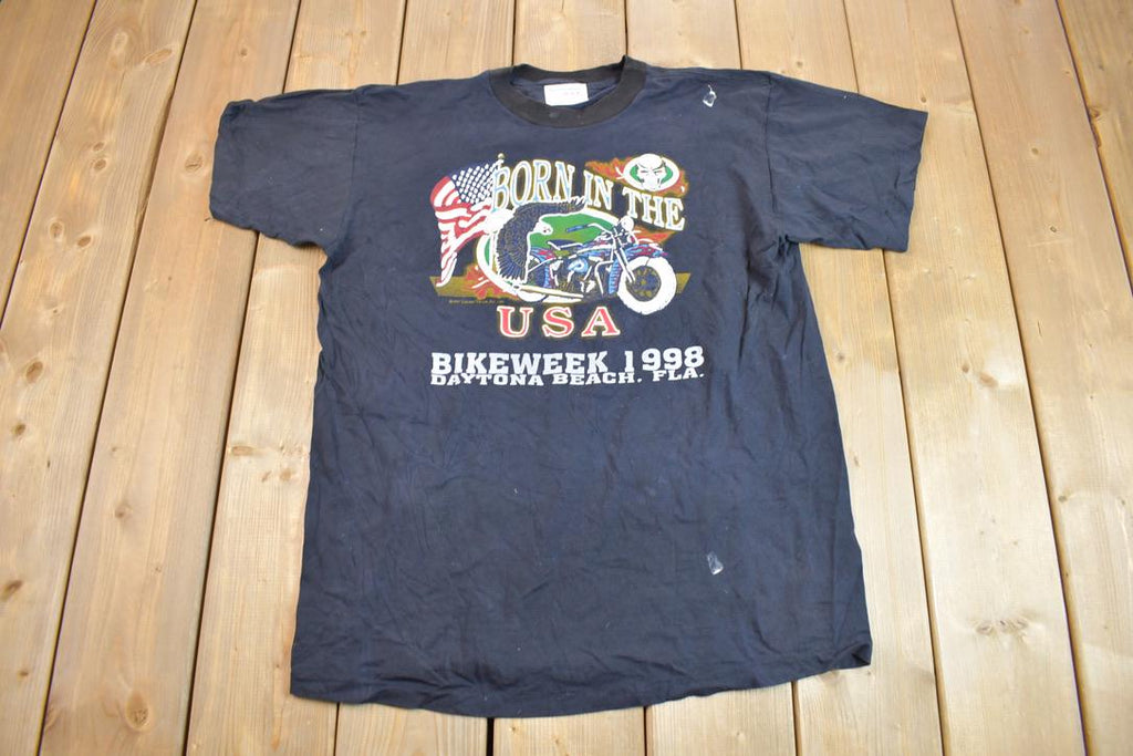 Vintage 1998 Daytona Bike Week Born In The USA Graphic T Shirt