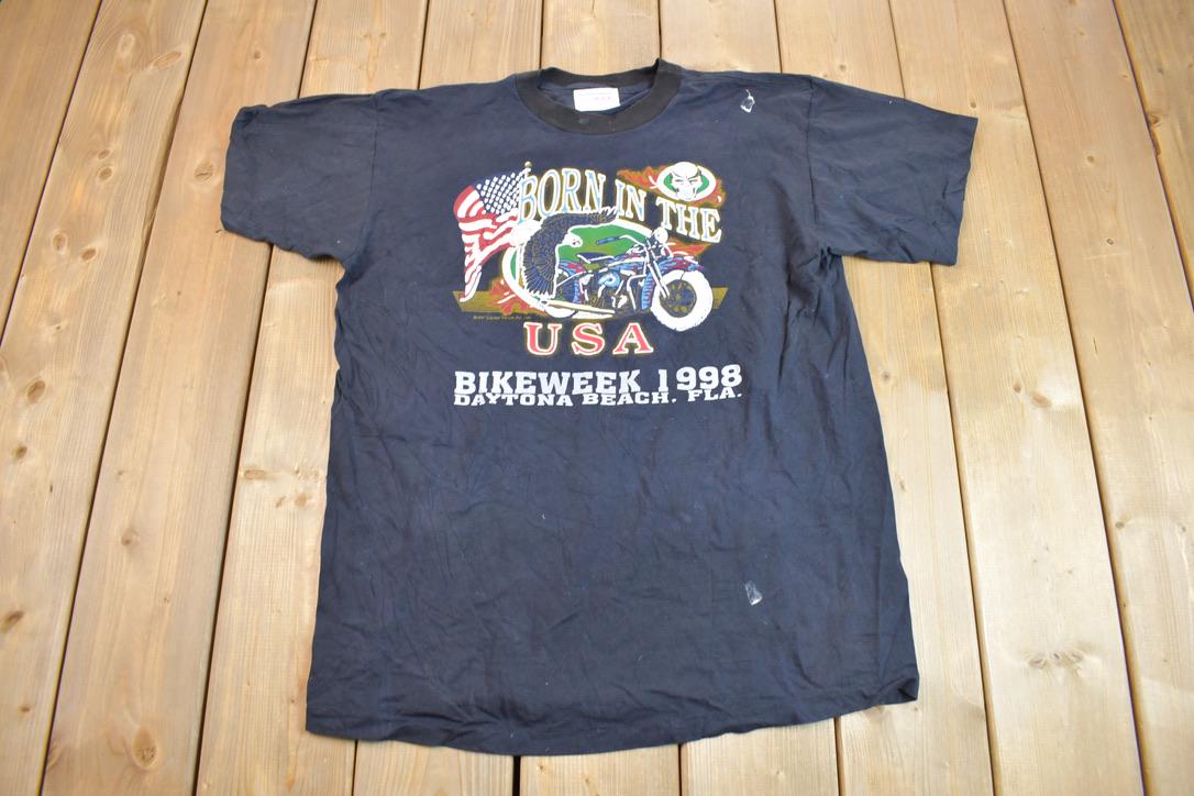 Vintage 1998 Daytona Bike Week Born In The USA Graphic T Shirt