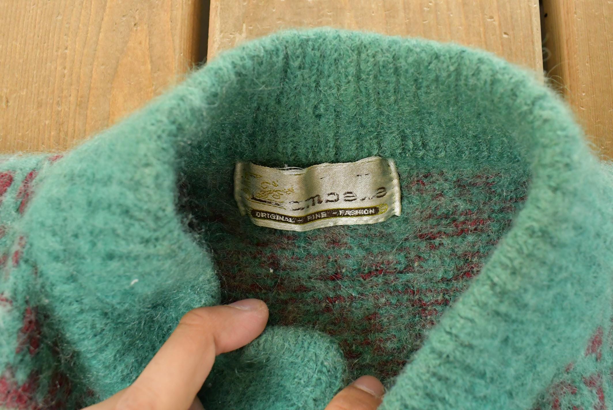 Vintage 1980s Floral Wool Mohair Knit Cardigan Sweater Women's XL