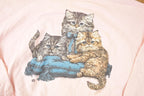 Vintage 1990s Three Cute Cats Graphic Print Crewneck Sweatshirt Womens XXL  Made In USA  90's Animal Sweater
