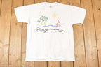 Vintage 1990s Cayman Islands Cartoon Sailboats Souvenir Travel T-Shirt Men's L