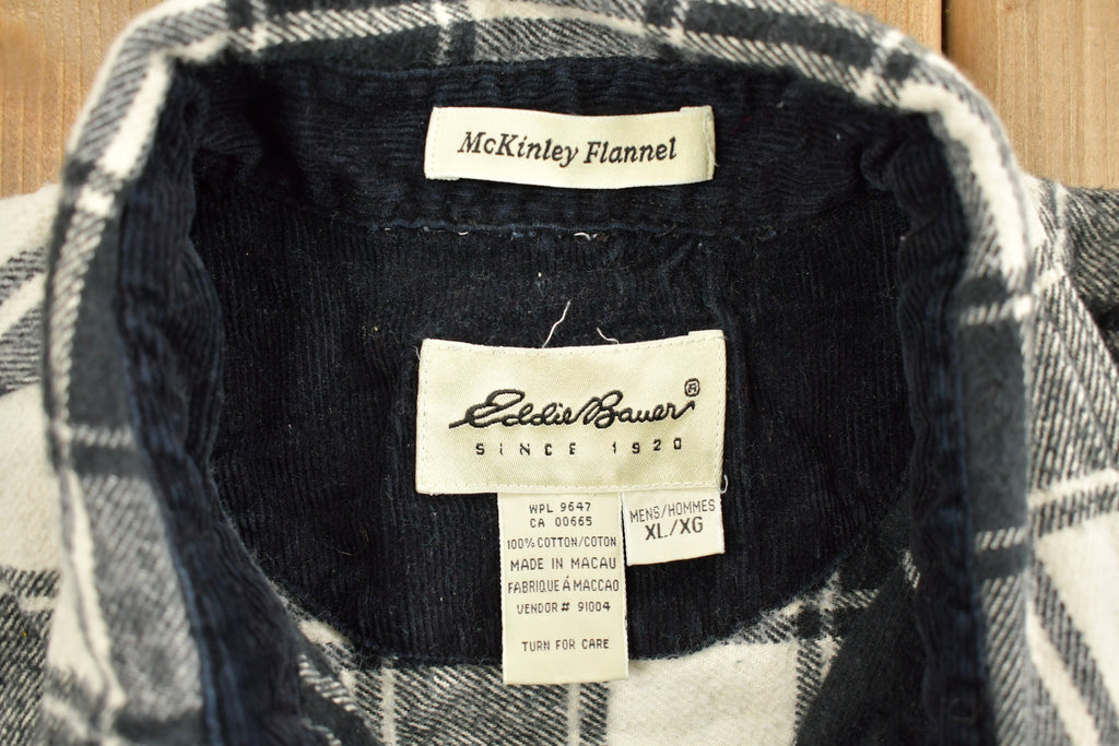 Vintage 1990s Eddie Bauer Plaid McKinley Flannel Button Up Shirt  90s Button Up  Vintage Flannel  Plaid Shirt  100% Cotton  Eddie Bauer
