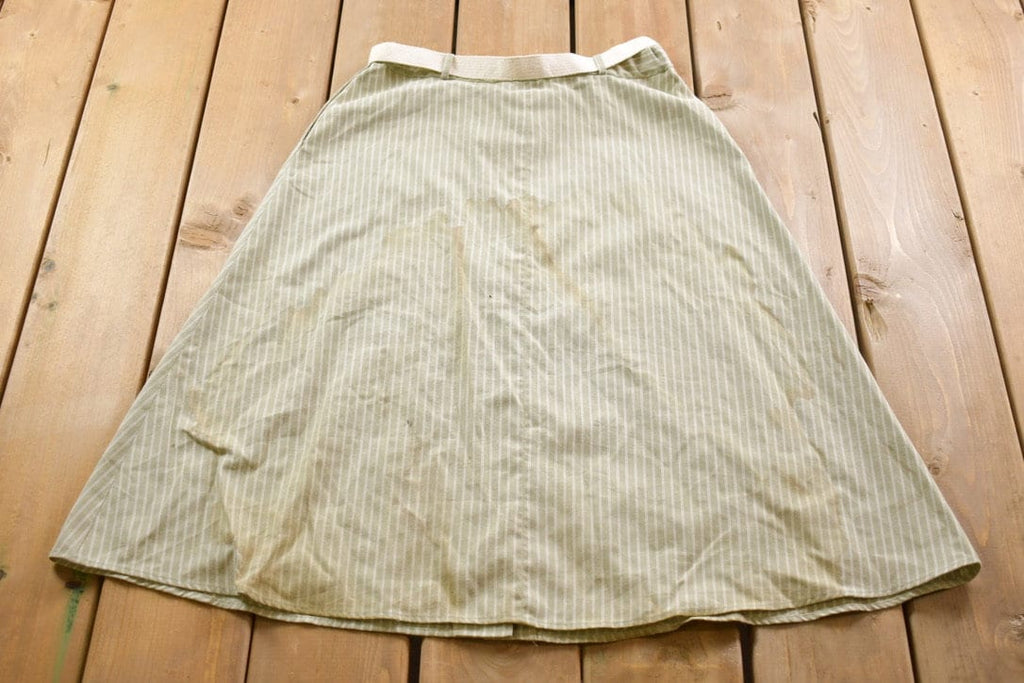 True Vintage 1980s Joyce Jaguar Green Striped Skirt Size 28 x 28