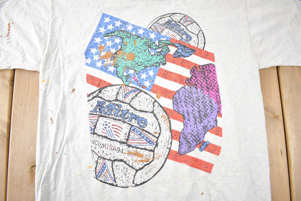 Vintage 1990s Mitre Soccer Distressed Souvenir T Shirt Made In USA Size XL
