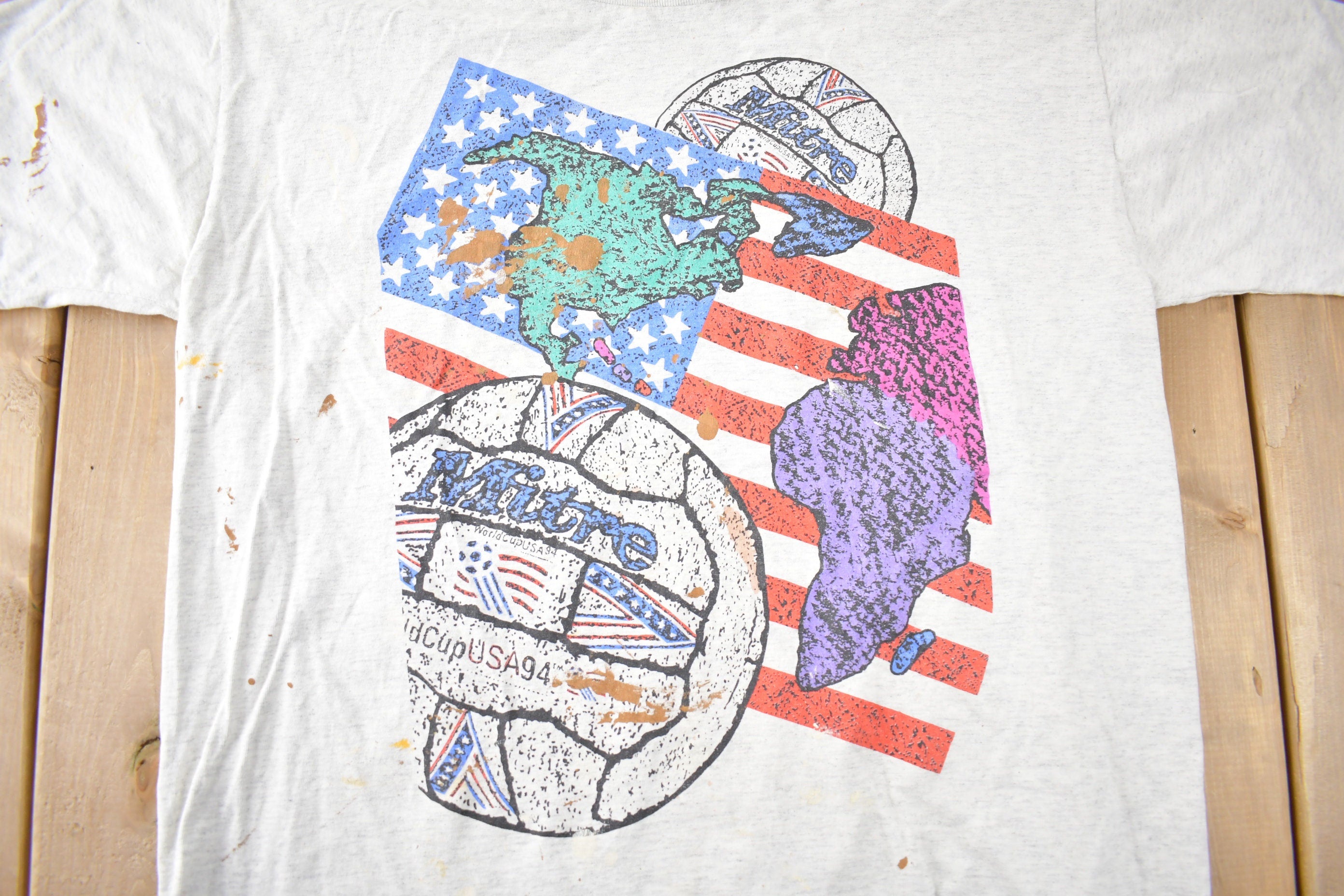Vintage 1990s Mitre Soccer Distressed Souvenir T Shirt Made In USA Size XL