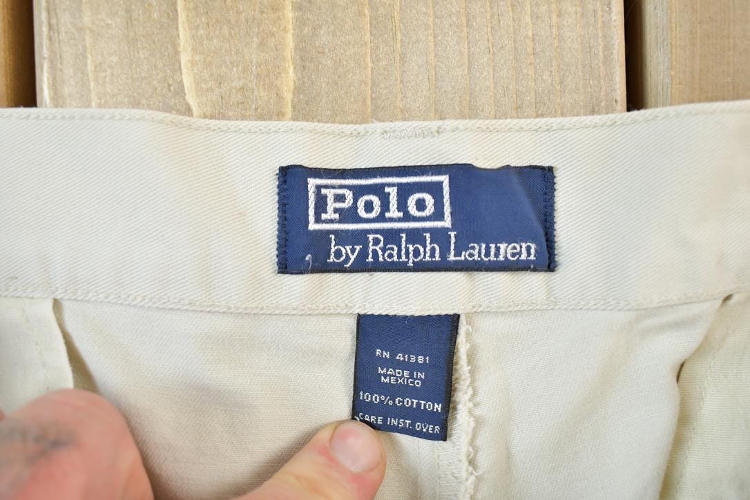 Vintage 1990s Polo By Ralph Lauren Chino Khaki Pants Size 32 x 32