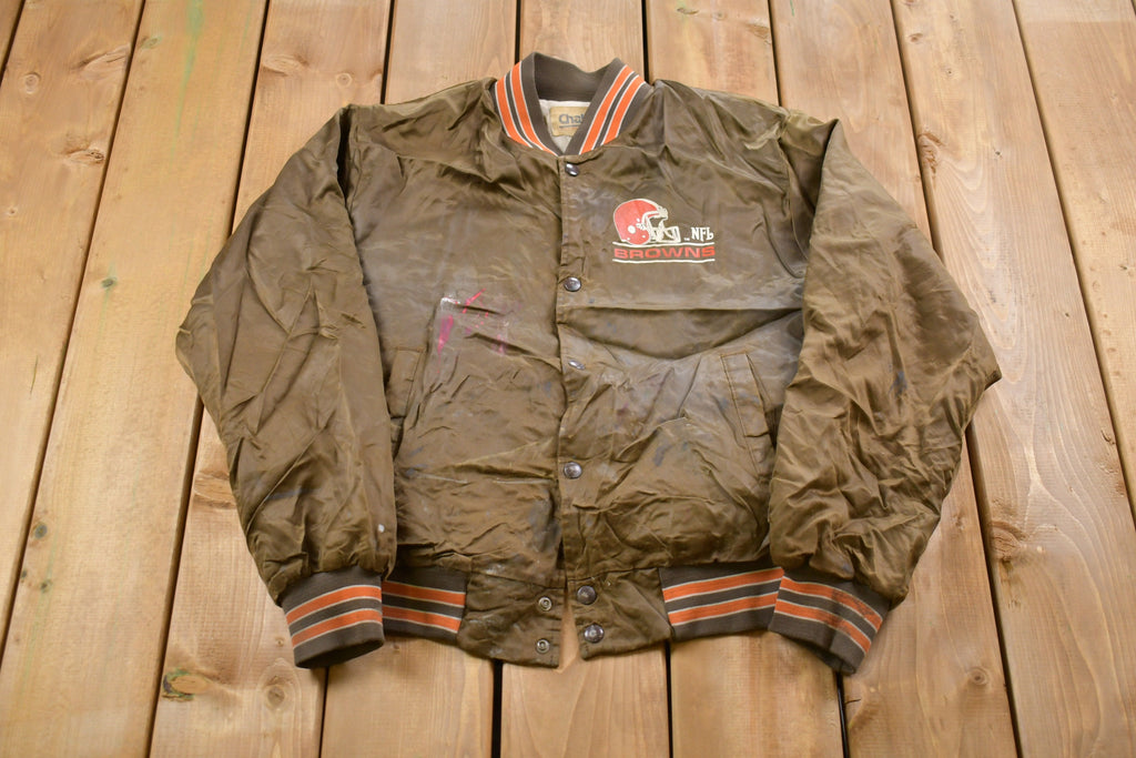 Vintage 1980s Cleveland Browns NFL Chalkline Satin Bomber Jacket