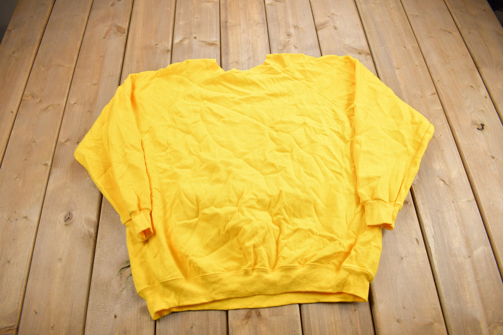 Vintage 1980s Hanes Herway Blank Yellow Raglan Crewneck Sweatshirt