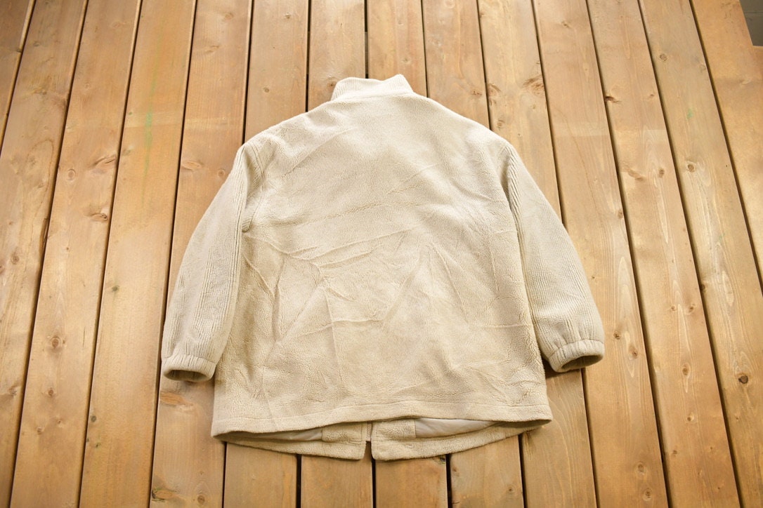 Vintage 1990s Forecaster Sport White Fleece Sweater