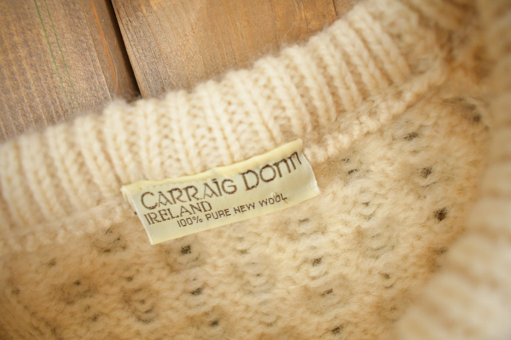 Vintage 1960s Carraig Donn 100% Wool 3D Cable Knit Sweater  Made In Ireland  True Vintage  Winter Sweater