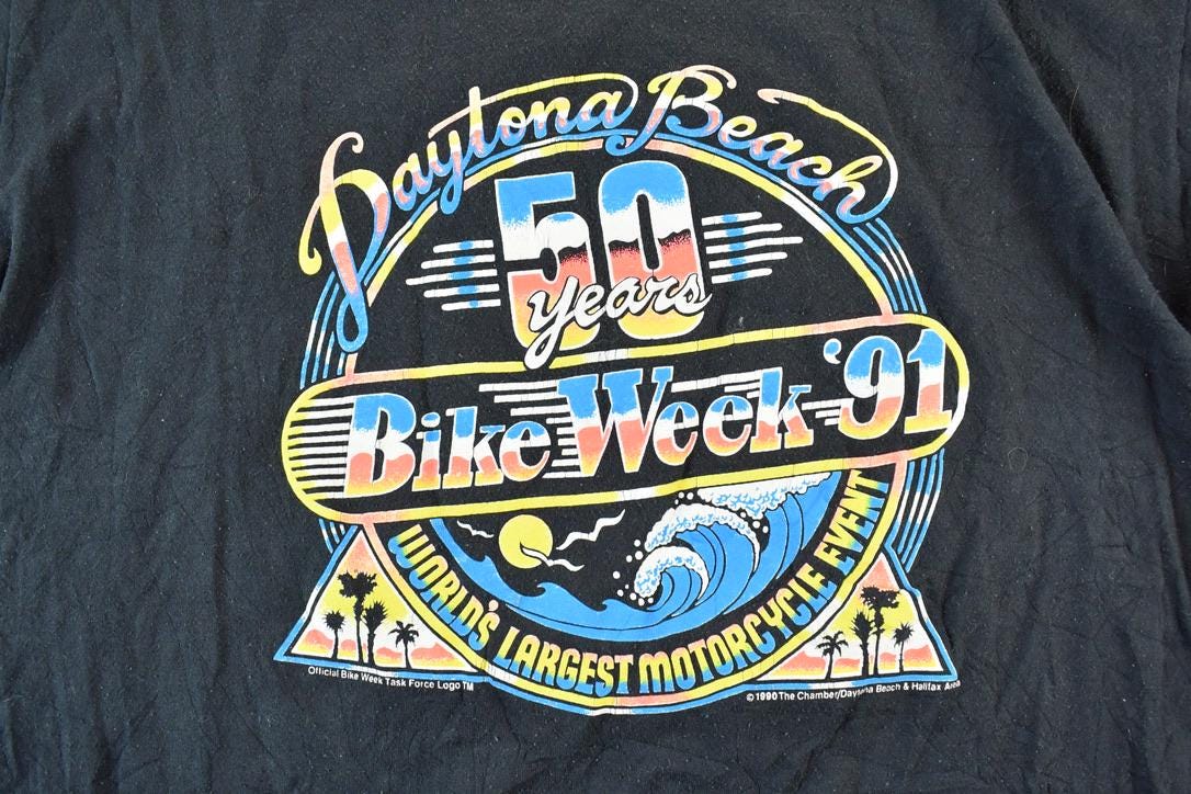 Vintage 1991 Daytona Beach Bike Week 50 Years T-Shirt Made In USA