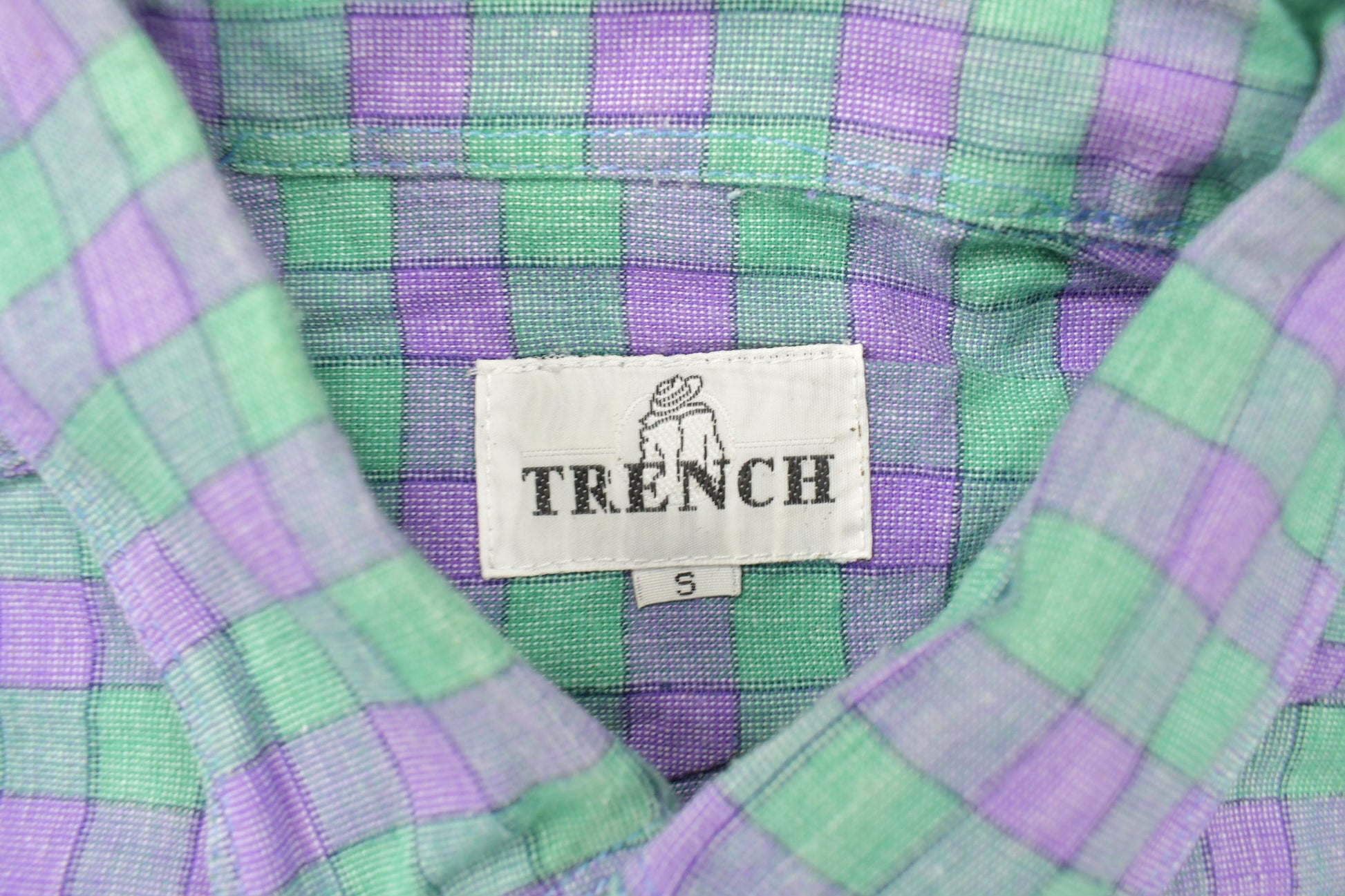 Vintage 1990s Trench Check Plaid Pattern Button Up Shirt  1990s Button Up  Vintage Button Up  Basic Button Up  Short Sleeve Button Up