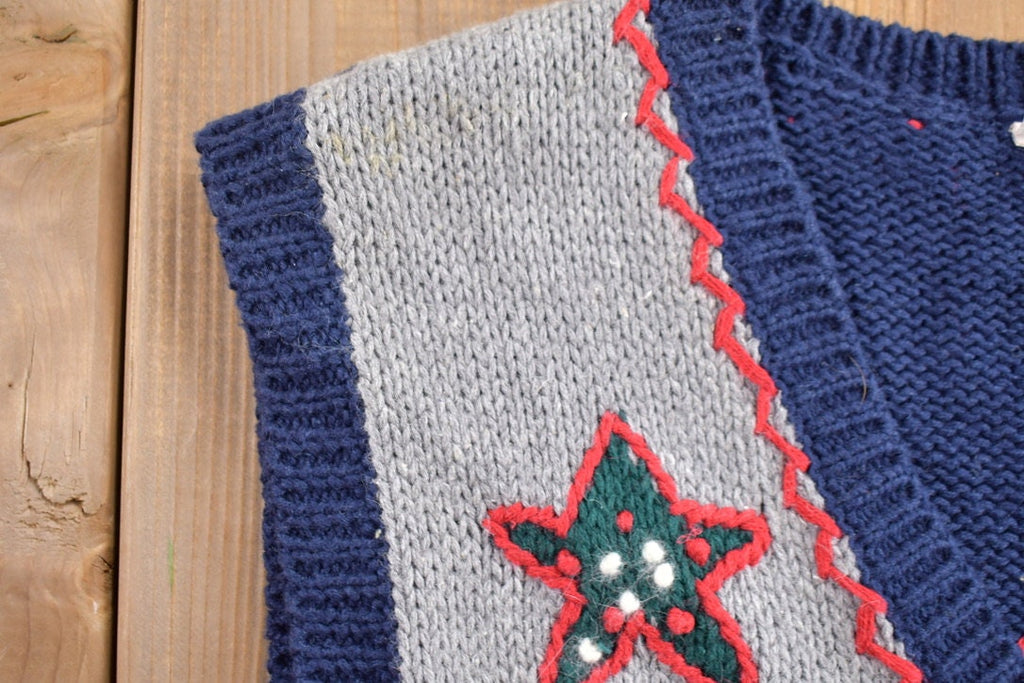 Vintage 1990s North Crest Christmas Theme Knitted Cardigan Sweater Vest