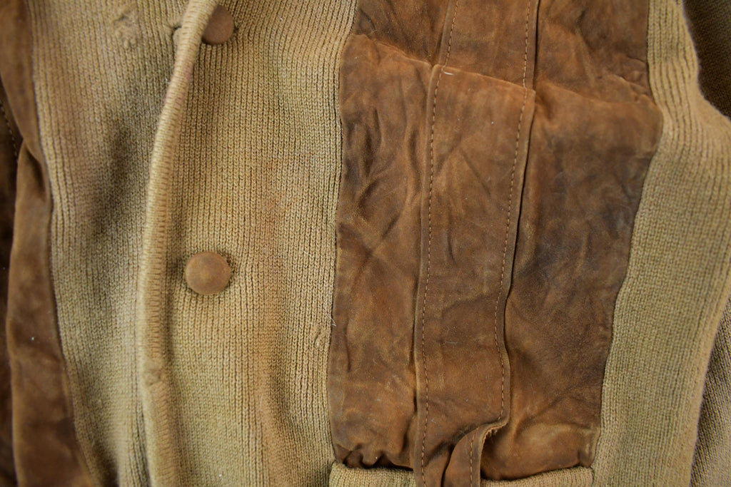 Vintage 1970s 1980s Beltinka Suede Leather Knit Cardigan Sweater Women's Small  Vintage Cardigan  Suede Button Up  Preppy  True Vintage