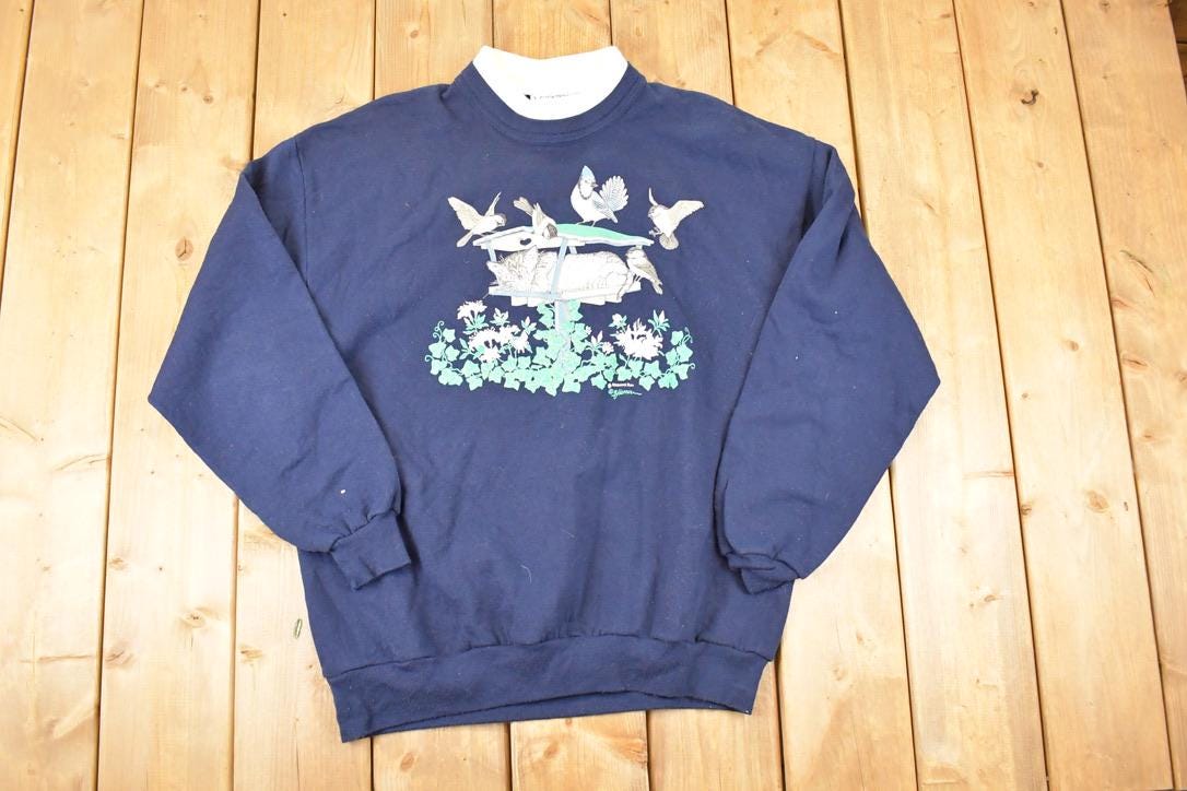 Vintage 1990s Morning Sun Blue Jays Graphic Print Double Collar Crewneck Sweatshirt Women's XXL