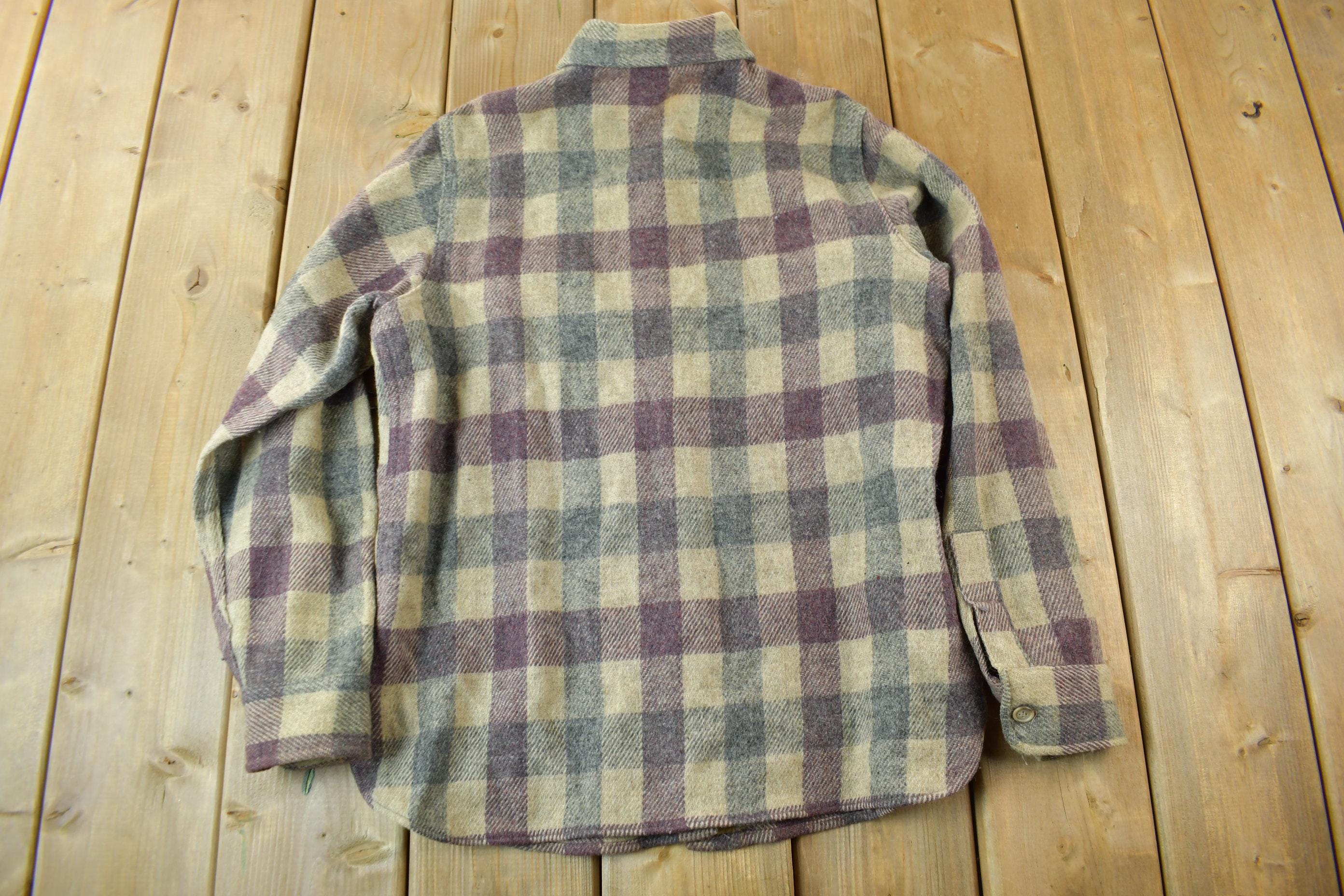 Vintage 1980s Woolrich Woman Plaid Wool Shacket