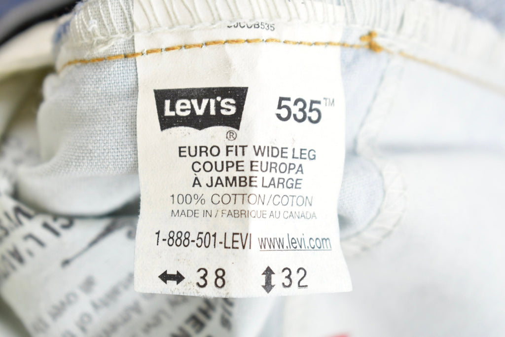 Vintage 1990s Levi's 535 Euro Fit Wide Leg Denim Jeans Size 38 x 33