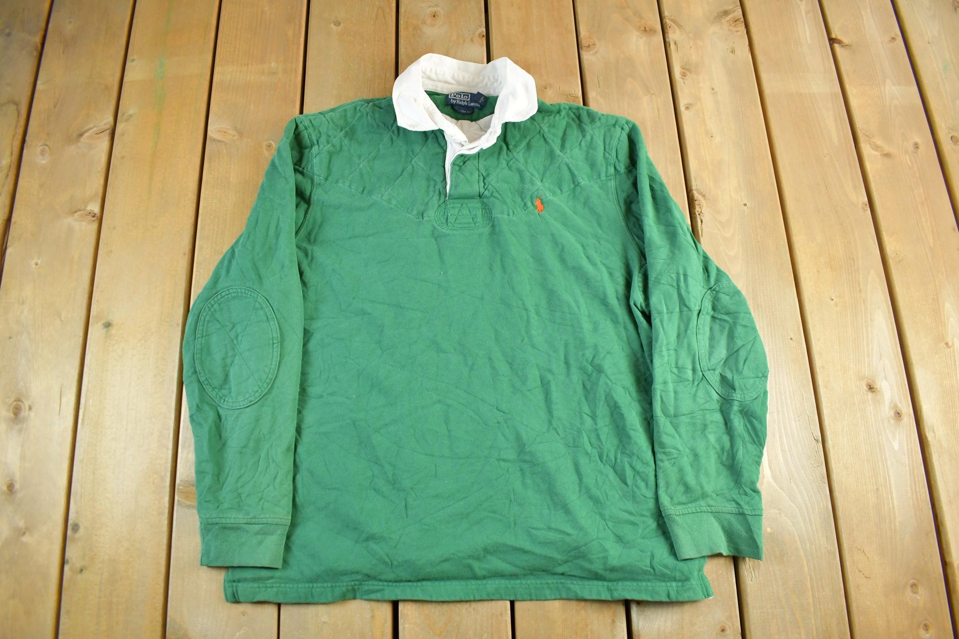 Vintage 90s Polo Ralph Lauren Green Rugby Shirt (Men's XL)