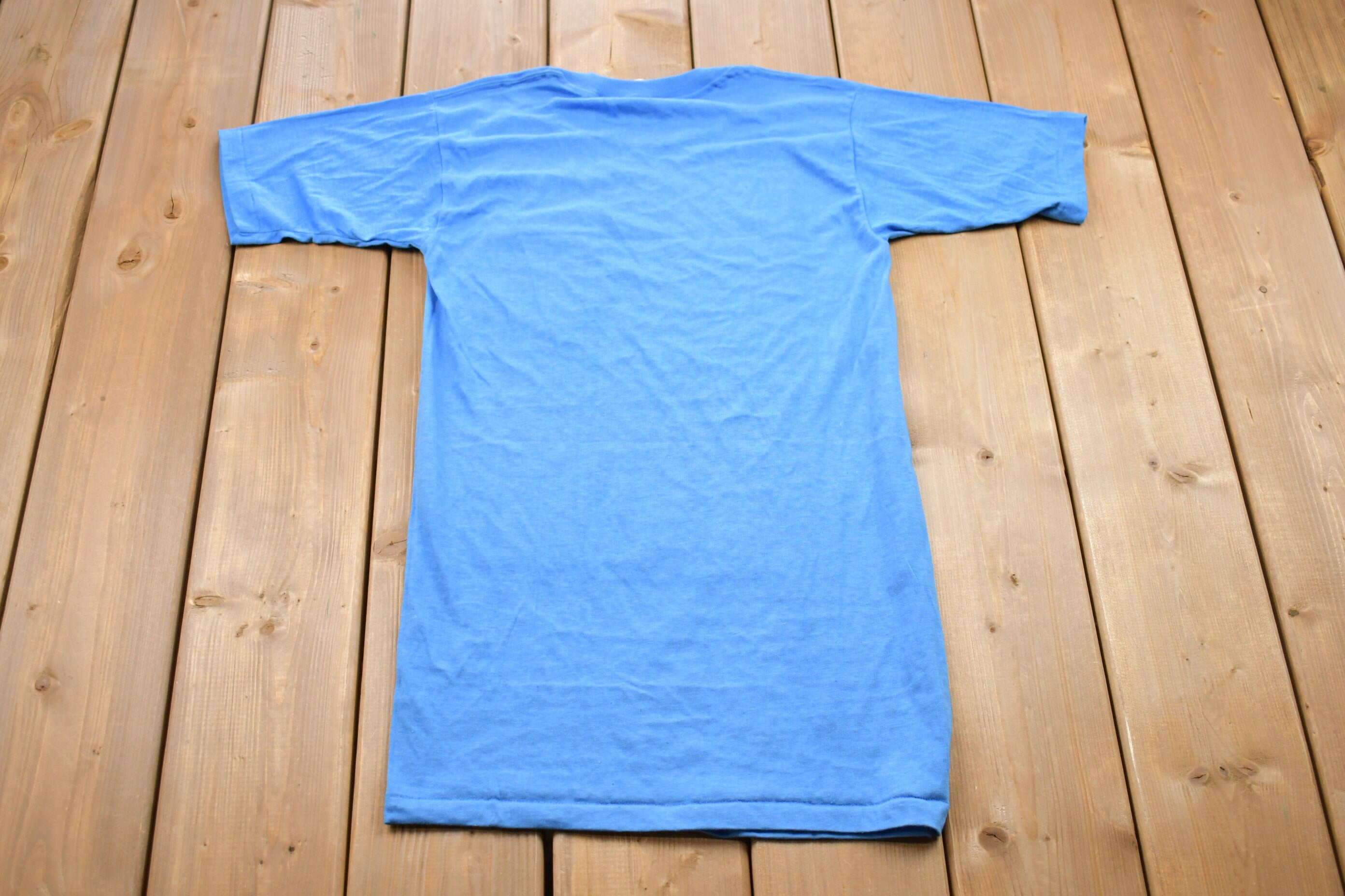 Vintage 1970s Health Knit Blue Basic T-Shirt