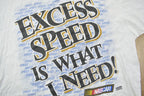Vintage 1990s Excess Speed Is What you Need NASCAR All Over Print Racing Graphic T-Shirt