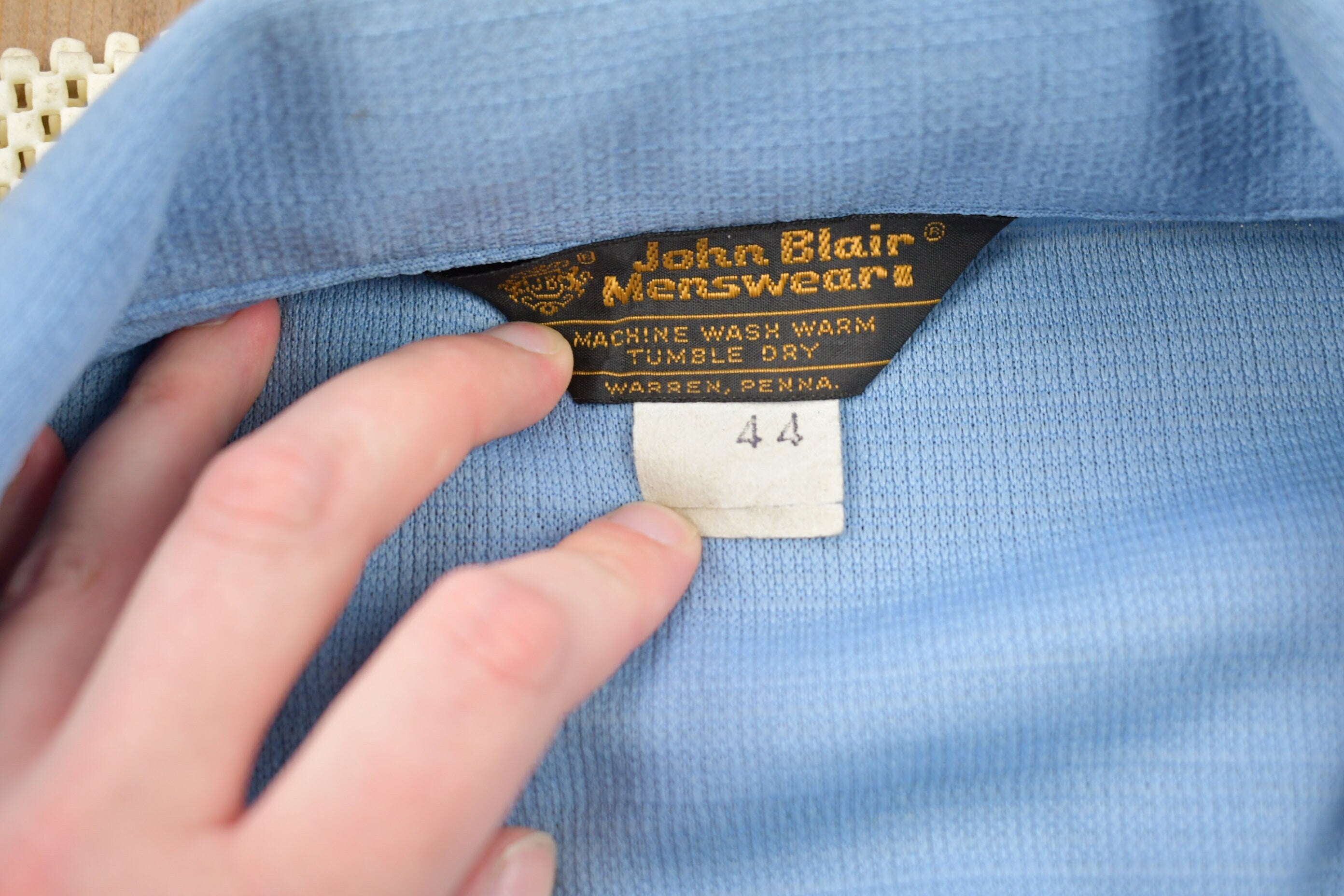 Vintage 1990s John Blair Blank Blue Button Up Shirt