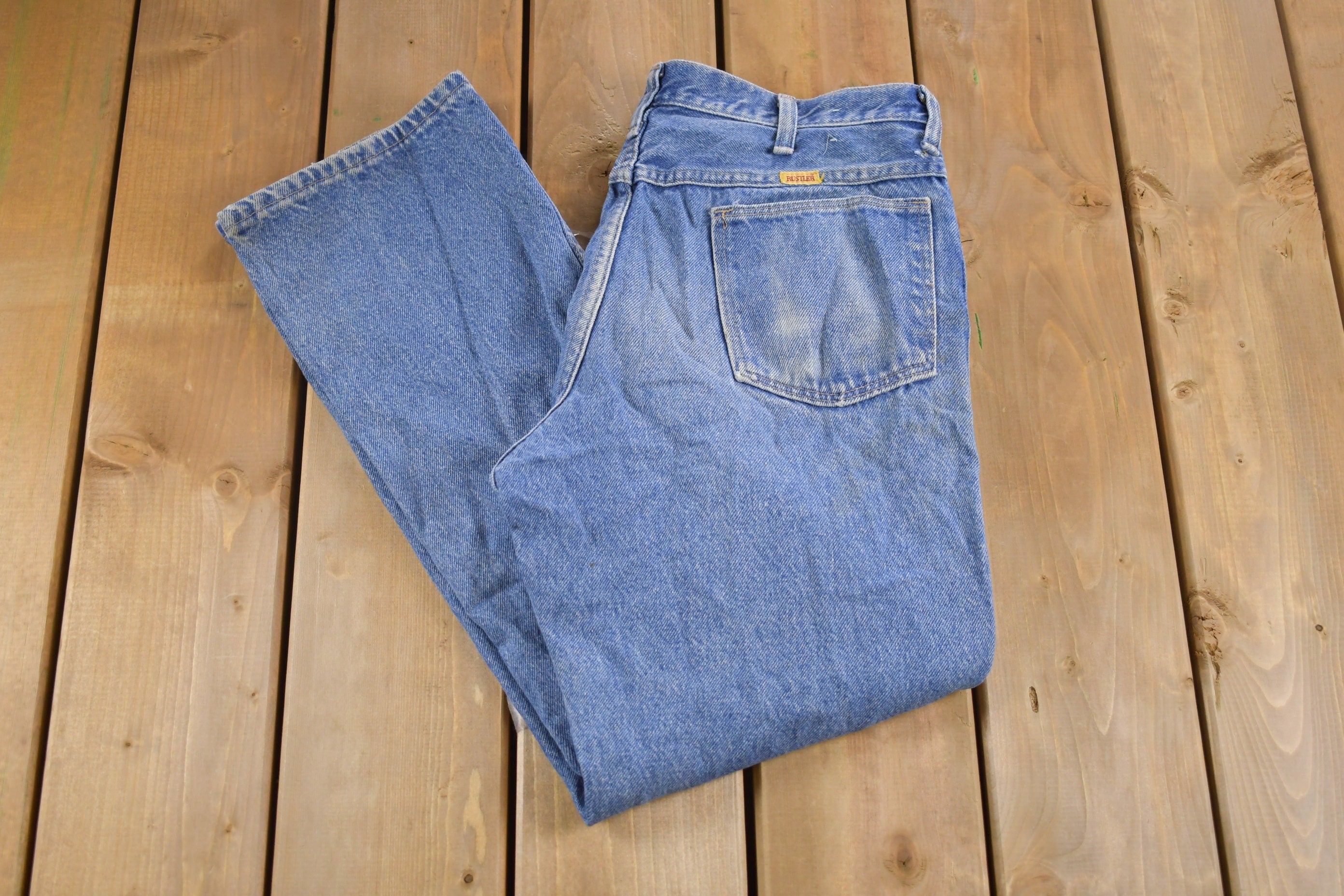Vintage 1980s Rustler Brand Blue Denim Jeans 32 x 28