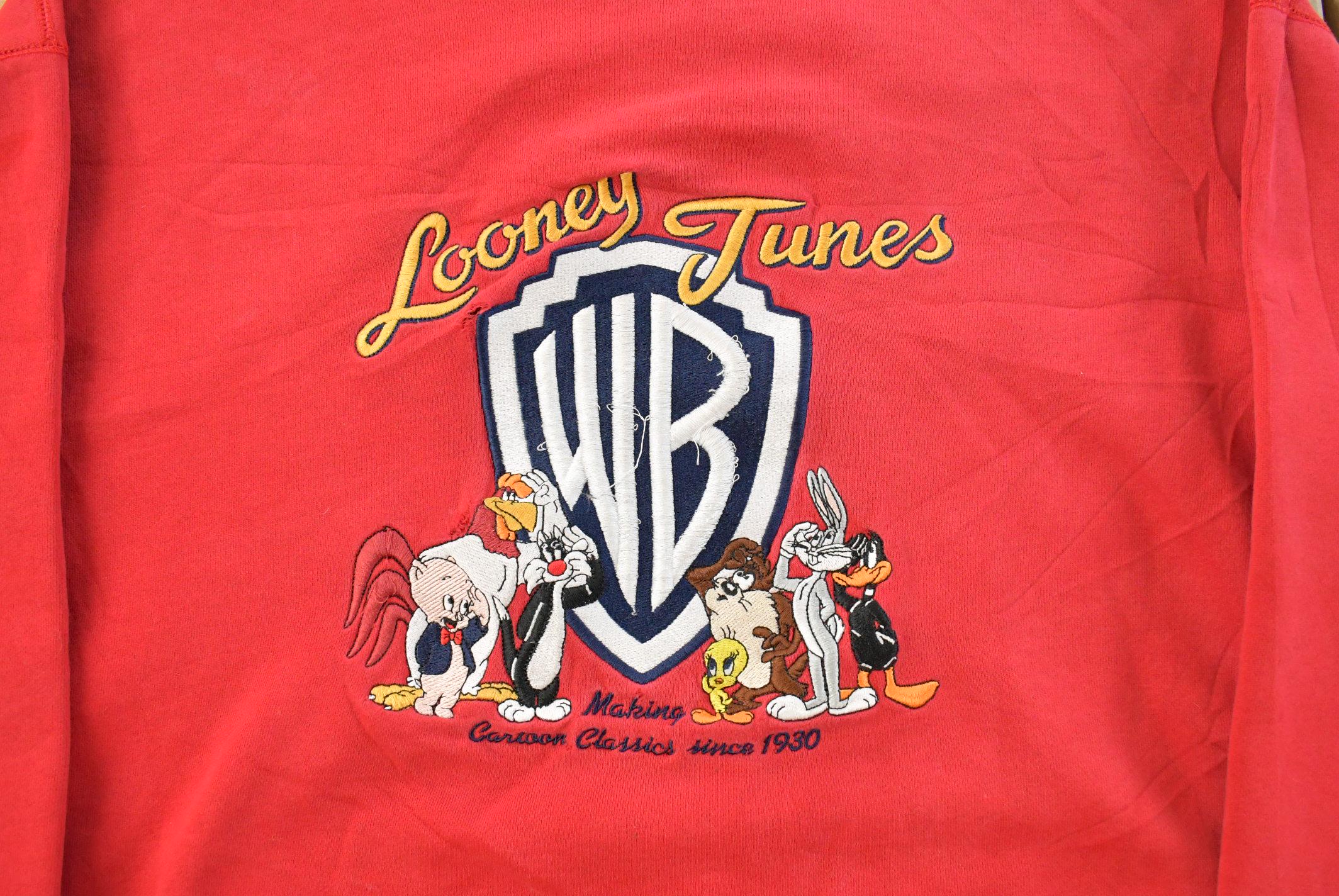 Vintage 1990s Looney Tunes Crewneck Sweatshirt Men's M / Embroidered / Cartoon Promo / Warner Bros
