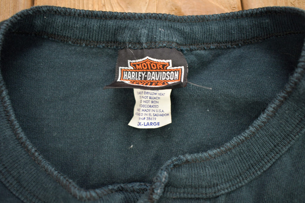 Vintage 2000 Harley Davidson Motorcycles Long Sleeve Henley T-Shirt