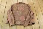 Vintage 1990s Alexandra Bartlett Embroidered Pattern Women's Linen Button Up Shirt