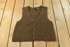 Vintage 1990s Knitted Mohair Blend Lizsport Sweater Vest Womens S / 90s Vest / Vintage Mohair / Sweatshirt / Cable Knit
