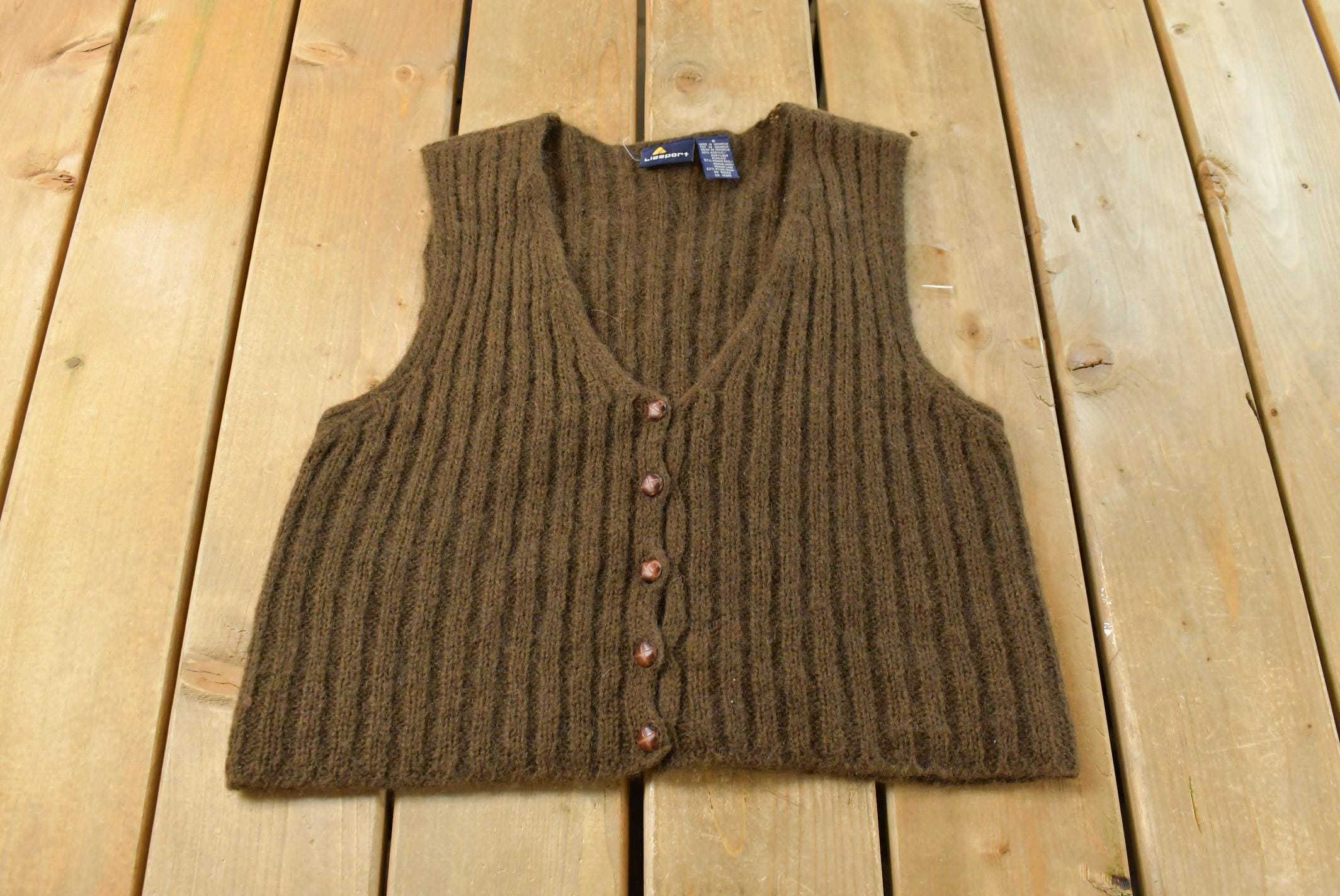 Vintage 1990s Knitted Mohair Blend Lizsport Sweater Vest Womens S / 90s Vest / Vintage Mohair / Sweatshirt / Cable Knit