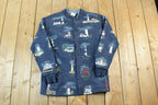 Vintage 1990s Art Unlimited AOP Lighthouses Crewneck Sweatshirt Made In USA Mens L