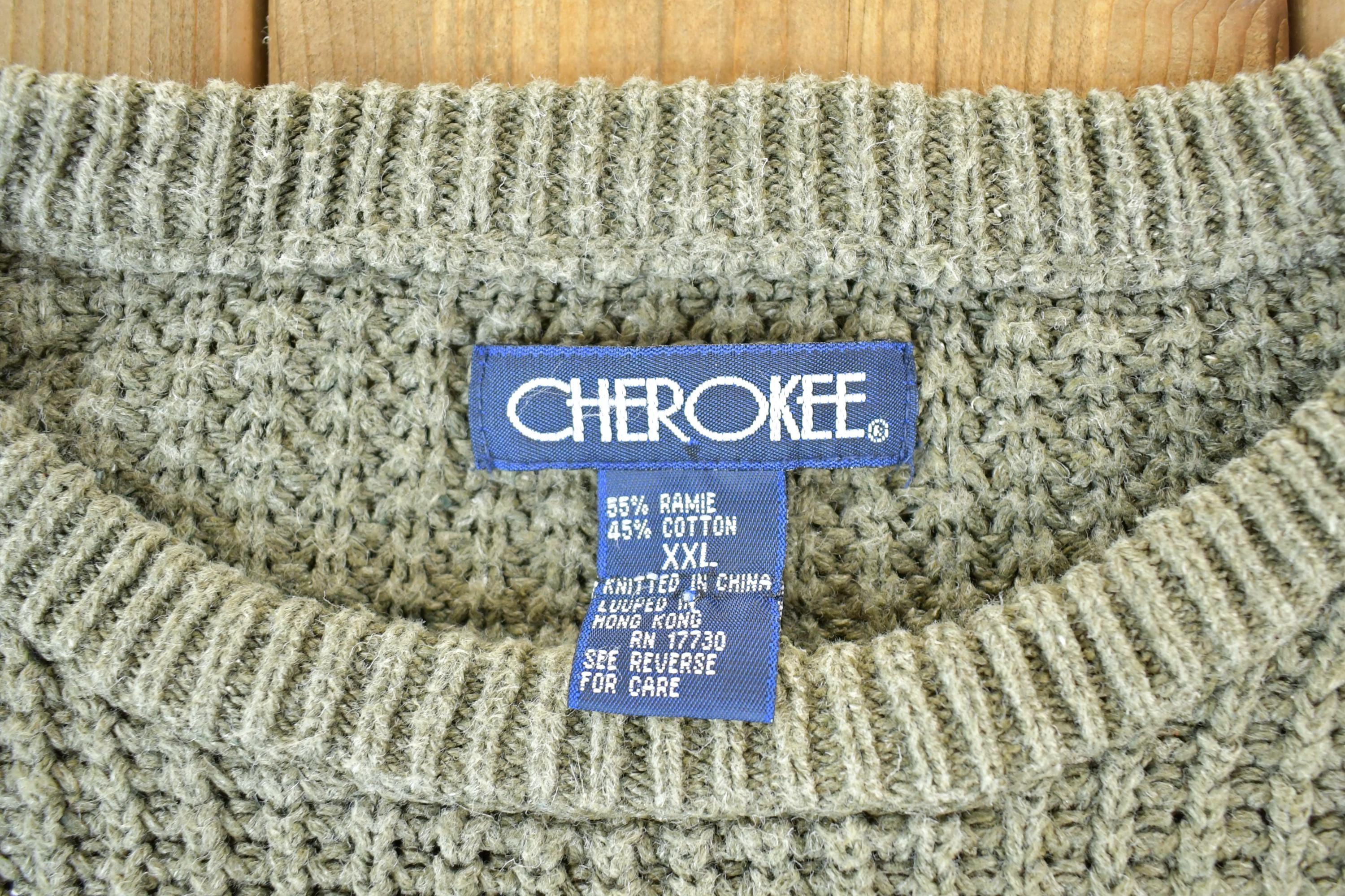 Vintage 1990s Cherokee Knit Abstract Pattern Crewneck Sweater Made In