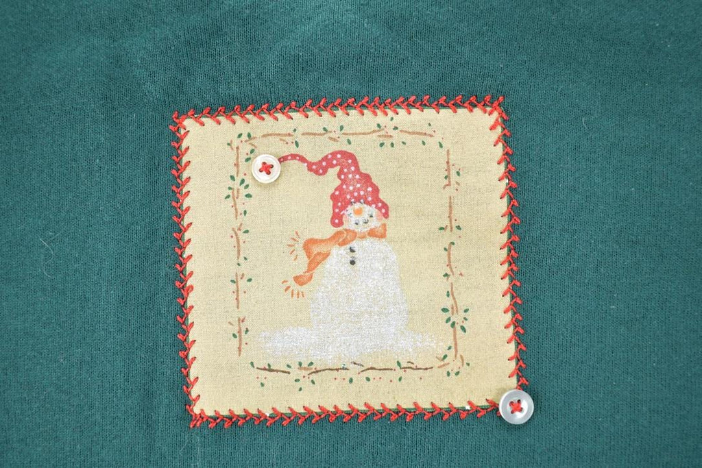 Vintage 1990s Let It Snow Triple Snowman Cute Crewneck Sweater
