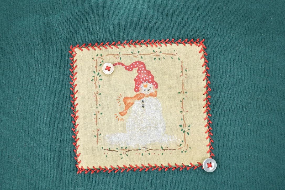 Vintage 1990s Let It Snow Triple Snowman Cute Crewneck Sweater
