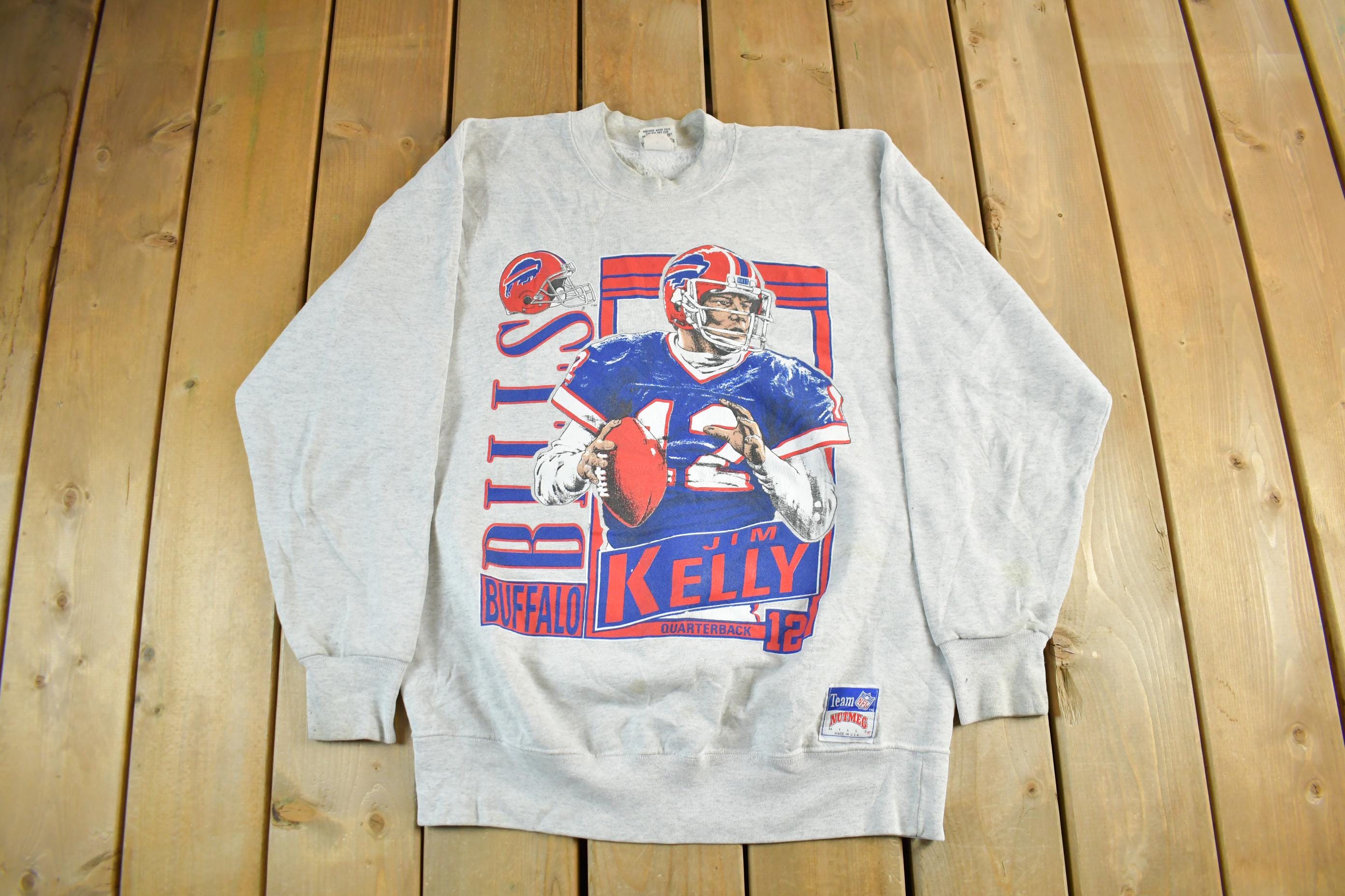 Vintage 1990s NFL Buffalo Bills Jim Kelly Crewneck Sweatshirt Men's Large