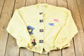 Vintage 1990s Lee Women's Fleece-Lined Handmade Cut N Sew Button-Up Patchwork Birdhouse Sweater