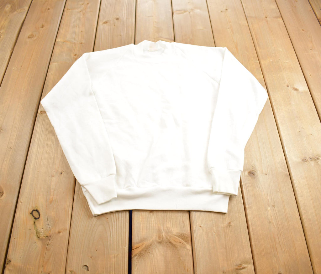 Vintage 1990s Brightline Blank White Crewneck Sweatshirt Made In Canada