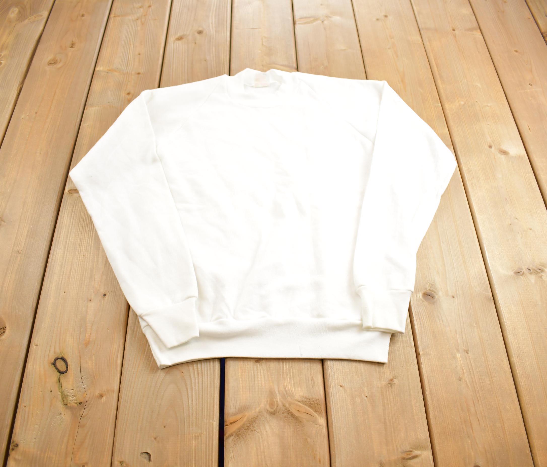 Vintage 1990s Brightline Blank White Crewneck Sweatshirt Made In Canada