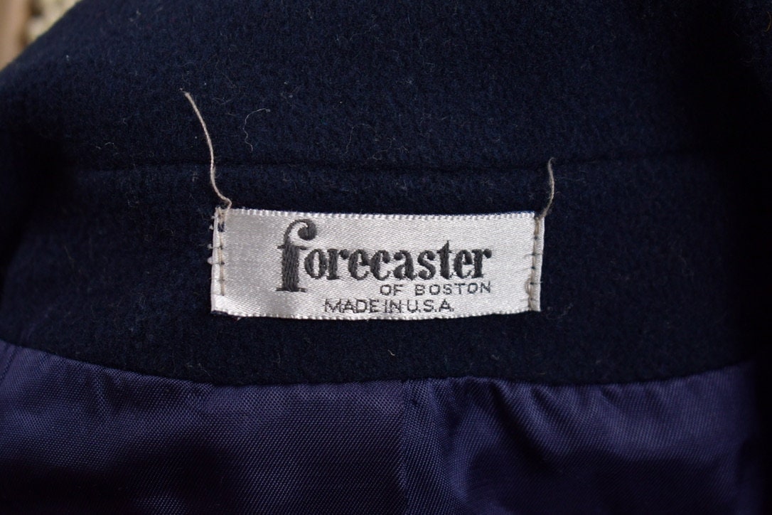 Vintage 1980s Forecaster Wool Jacket / Navy Blue / Wool Jacket / Made in USA / Vintage 80s Jacket / Outdoor / Winter / Cozy Trench Coat