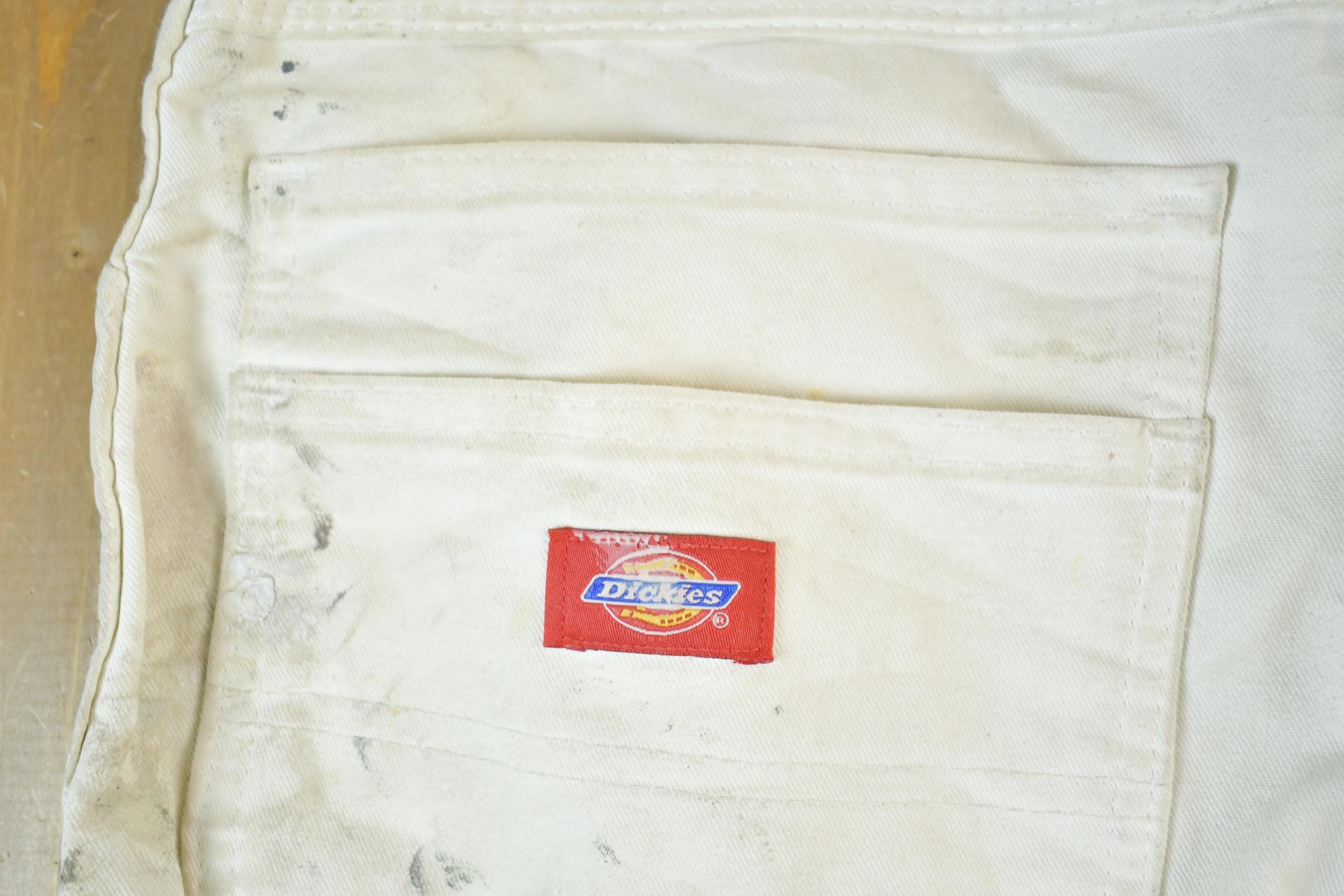 Vintage 1990's Dickies White Painters Jeans Size 34x32