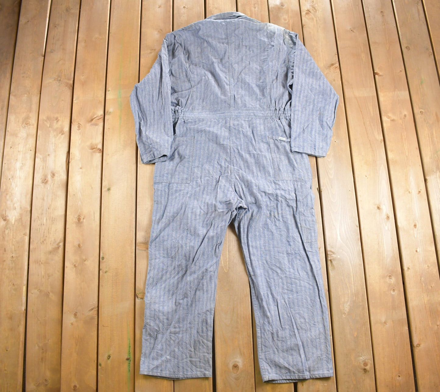 Vintage 1980s Lee Union-Alls Herringbone Jumpsuit / Vintage Coveralls / Hickory Stripe Denim / Distressed Workwear /