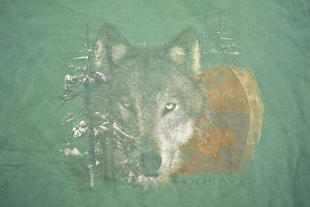 Vintage 1990s Ouray Colorado Wolf Theme T-Shirt