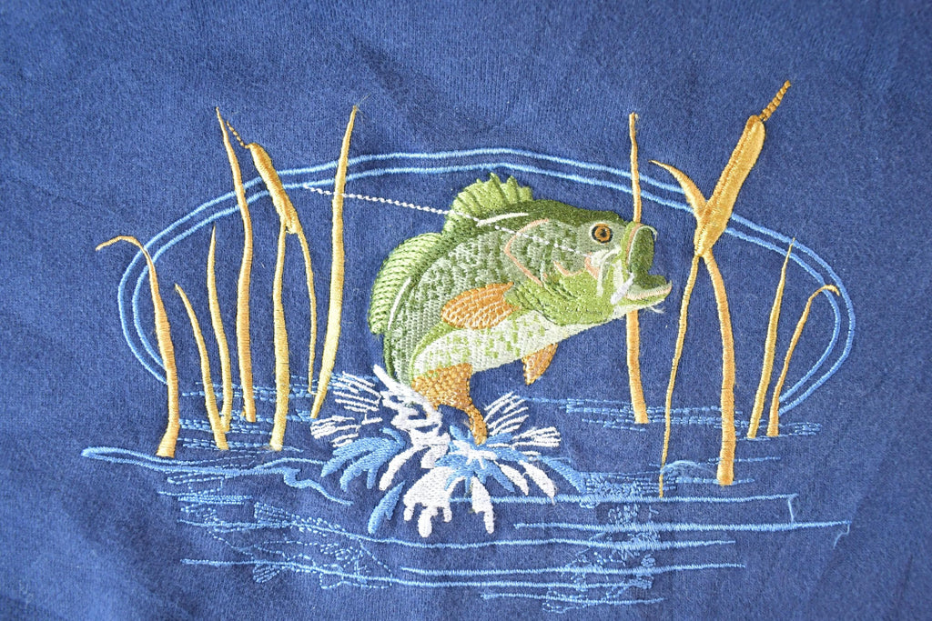 Vintage 1990s Bass Fishing Embroidered Crewneck