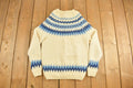 Vintage 1970s Beige Nordic Knit Sweater Apres Ski